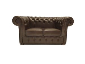 Chesterfield Sofa Class Leder |2-Sitzer | Cloudy Braun Dark |