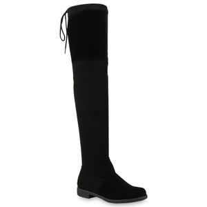 Mytrendshoe Damen Overknees High Stiefel Boots Basic Look 811876, Farbe: Schwarz, Größe: 39