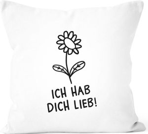 personalisierter Kissen-Bezug Blümchen mit Botschaft personalisierte Geschenke zum Muttertag SpecialMe® Ich hab dich lieb! weiß 40cm x 40cm