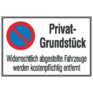 Symbol Privat-Grundstück Aluminium geprägt