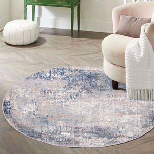 Mazovia Koberček Béžová Okrúhle Abstraktné - Obývacia Izba, Spálňa, Jedáleň, Kancelária, Nízky Fleece Koleso - OEKO-TEX®, Béžová - 240 x 240 cm