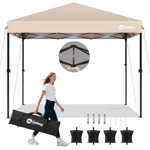 Sekey 3 x 3m Pop Up Pavillon Faltbar Partyzelt Faltpavillon Wasserdicht Gartenzelt, UV-Schutz 50+, Taupe