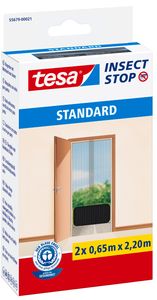 tesa Fliegengitter Standard Mückenschutz Tür Vorhang ohne Bohren grau 0,65x2,2 m