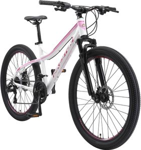 BIKESTAR Hardtail Aluminium Mountainbike 26 Zoll, 21 Gang Shimano Schaltung mit Scheibenbremse | 16 Zoll Rahmen MTB Erwachsenen- und Jugendfahrrad | Weiß