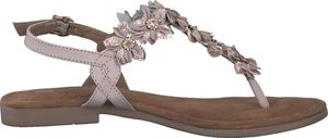 MARCO TOZZI Damen Sandale T-Riemen Leder Blumen Perlen Zehentrenner 2-28148-42, Größe:36 EU, Farbe:Rosa