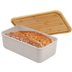 bremermann Brotkasten mit Bambus-Deckel, Brotbox | Schneidebrett, Brottopf, grau