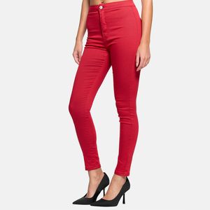 Elara Damen Jeans High Waist Slim Fit JS710-10 Red 40 (L)