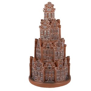 Clayre & Eef Lebkuchenhaus mit LED Ø 18x33 cm Braun Kunststoff