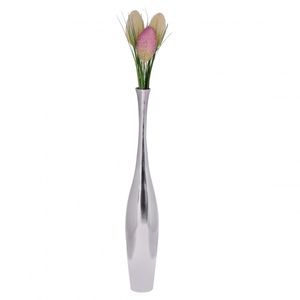 Finebuy Deko-Vase Aluminium Blumenvase Alu-Dekoration Wohndeko Farbe silber