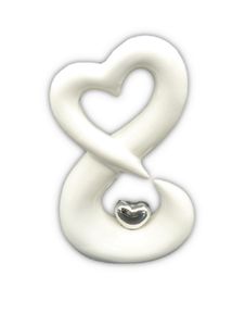 Herz Skulptur Weiß Silber Figur 16 cm hoch