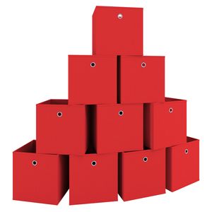 VCM 10er Set Faltbox Klappbox Stoff Kiste Faltschachtel Regalbox Aufbewahrung Boxas Rot