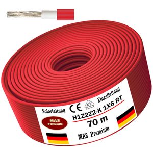 70 m Solárny kábel H1Z2Z2-K 6 mm² Červený fotovoltaický bezhalogénový