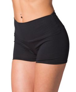 Alkato Damen Sport Shorts mit Hohem Bund Hotpants Radlerhose Long Shorts, Farbe: Schwarz, Größe: 38
