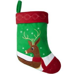 Nikolausstiefel mit Hirsch-Motiv - rot/grün Nikolausstiefel mit Hirsch-Motiv - rot/grün