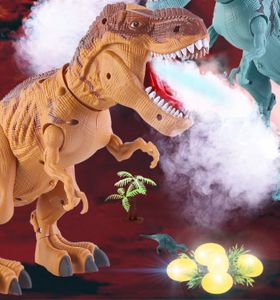 Elektronischer Walking Dinosaur Spielzeug T-Rex mit Wasserspray und Eierlegen, Realistisches Entdeckerspielzeuge für Kinder ab 3 Jahren