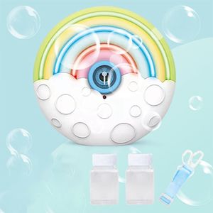 Automatische Seifenblasenmaschine Rainbow Circle Bubble Elektrische Seifenblasenmaschine Batteriebetriebenes Blasenspielzeug für Kinder（Weiß）