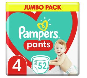 Pieluszki pampers 9-15kg, rozmiar 4-maxi, 52 sztuki