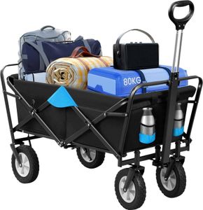 EUGAD Bollerwagen faltbar, für Camping Einkaufen, belastbar bis 80kg, Anthrazit-Türkis EUGAD Bollerwagen faltbar, für Camping Einkaufen, belastbar bis 80kg, Anthrazit-Türkis