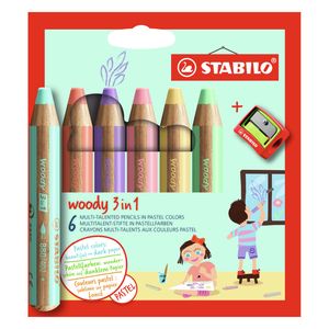 STABILO Multitalentstift woody 3 in 1 6er Etui Pastell