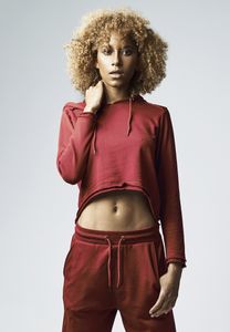 Urban Classics Damen Hoodie Ladies Cropped Terry Hoody Burgundy-L
