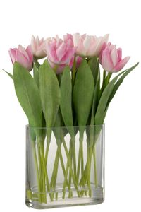 J-Line - Tulipány vo váze 'Ostuni' (Ružová)