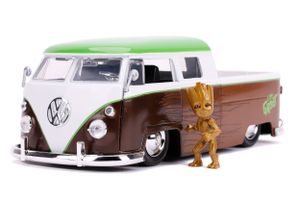 Jada Toys Guardians of the Galaxy Hollywood Rides Diecast Modell 1/24 1962 Volkswagen Bus mit Figur JADA31202