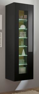 Vitrine "Savanna" schwarz Hochglanz Eiche Vitrinenschrank hängend / stehend 45 x 166 cm