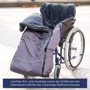 novely® OWEN Fußsack Rollstuhl Soft Fleece Schlupfsack Rollstuhlsack Erwachsene Thermofußsack Winter - Farbe: 02 Graphit
