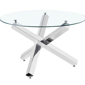 CasaDolce Jedálenský stôl TIMNA, 120x120x75 cm, okrúhly, kov, tvrdené sklo