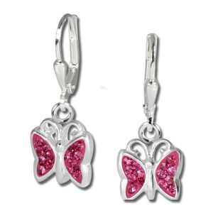 Teenie-Weenie Ohrhänger Kinder 925 Silber rosa Schmetterling Ohrringe SDO019A