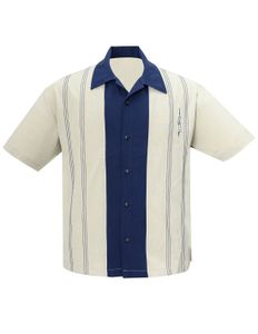 Steady Clothing Hemd The Harper Stone Navy Vintage Bowling Shirt Retro