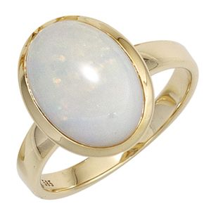 JOBO Damen Ring 585 Gold Gelbgold 1 Opal Goldring Größe 50