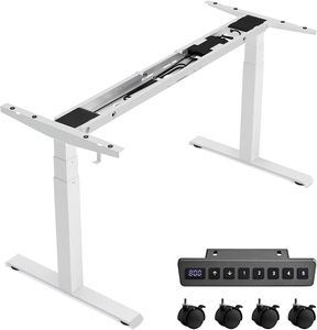 VASAGLE Höhenverstellbarer Schreibtisch elektrisch Tischgestell Doppelmotor Memory-Funktion mit 4 Höhen weiß