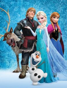 Kuscheldecke / Schmusedecke Kristoff, Anna,  Elsa  und Olaf aus Disney Frozen 130 x 70cm