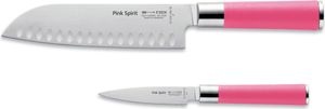 F. DICK Ružová sada nožov Spirit Kancelársky nôž Santoku Kuchynský nôž Rukoväť ružová