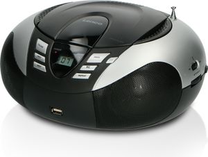 Lenco SCD-37 USB Silver - Tragbares FM-Radio mit CD/MP3-Player - USB-Eingang - AUX-Eingang - Silber