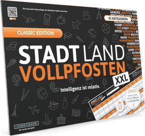 Stadt Land Vollpfosten® Classic Edition – "Intelligenz ist relativ." | A3 Spielblock
