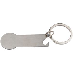 Metall-Schlüsselanhänger mit Einkaufschip, Flaschenöffner und Schlüsselring
