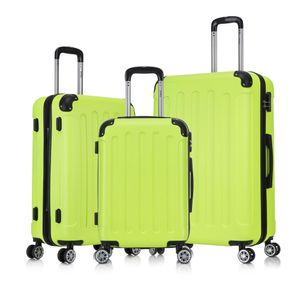 Flexot® F-2045 Kofferset Koffer Reisekoffer Hartschale Handgepäck Bordcase Doppeltragegriff mit Zahlenschloss Gr. M - L - XL Farbe Neon-Gelb
