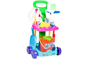 MalPlay Reinigungswagen-Set mit Eimer | Spielzeug-Reinigungsprodukte | Haushaltsspielzeug mit Mopp, Besen und Eimer | für Kinder ab 3 Jahren