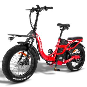 F20 X-MAX e Bike elektrické bicykle 20 palcov, 30Ah batéria e Bike muži, 4.0 Fat pneumatika skladací bicykel e-Bike, 65 N.m motor ebike ženy, Shimano 7s, nosnosť 150 kg Red