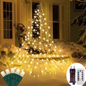 Christbaumbeleuchtung mit Ring, 400 LEDs Weihnachtsbaum Lichterkette mit 16 Stränge 2m Tannenbaum lichterkette Weihnachtsbeleuchtung Lichternetz für 150cm-240cm Baum, Bunt