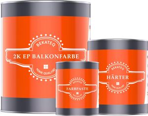BEKATEQ 2K Epoxidharz in Anthrazitgrau 1kg für Balkon & Terrasse I Bodenfarbe UV-optimiert, Selbstentlüftend, Geruchsarm - Bodenbeschichtung zur Balkon-Abdichtung, Balkonfarbe wasserdicht BK-300EP