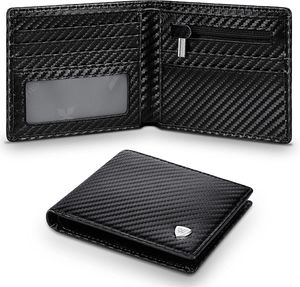 Business-Brieftasche, RFID-blockierende Kartenfächer mit Reißverschluss-Münzclip Herren-Brieftasche