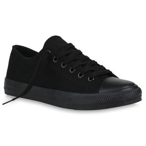 Mytrendshoe Damen Sneaker Low Canvas Turnschuhe Schnürer Freizeit Schuhe 825813, Farbe: Schwarz, Größe: 36