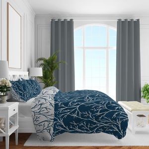 Brielle Mako Satin Wendebettwäsche Set 100% Baumwolle/Fadenzahl 220 mit Reißverschluss 3-teilig Deckenbezug 200 x 220 cm Kissenbezug 2*60 x 70 cm Dunkelblau Grau Brielle Mako Satin Wendebettwäsche Set 100% Baumwolle/Fadenzahl 220 mit Reißverschluss 3-teilig Deckenbezug 200 x 220 cm Kissenbezug 2*60 x 70 cm Dunkelblau Grau