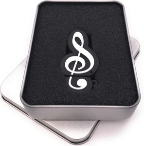 Onwomania Notenschlüssel in Schwarz Note Musik USB Stick in Alu Geschenkbox 8 GB USB 2.0