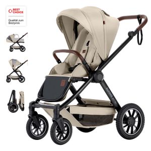 Daliya® ALPINO Buggy / Kinderwagen 0-36 Monate / Sportwagen mit Liegeposition / Schiebegriff höhenverstellbar / Beige - Schwarz