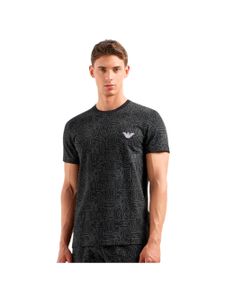 Emporio Armani Lounge Brand-Muster-T-Shirt, Schwarz L