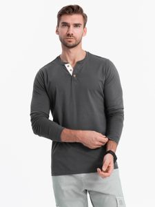 Ombre Clothing Langarm-T-Shirt für Männer Henley graphit L